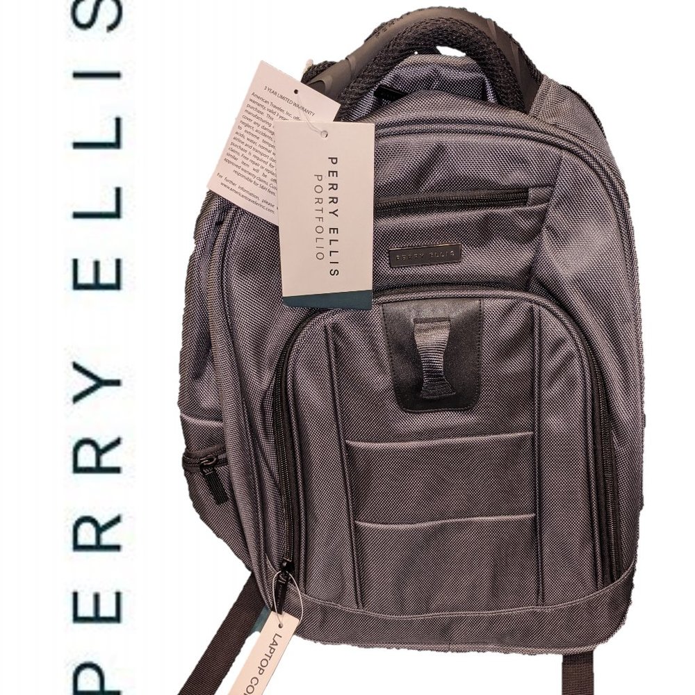 Perry Ellis Portfolio Business Laptop 18" Backpack, Charcoal